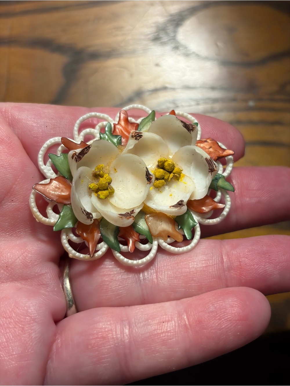 VINTAGE 1930's "Old Florida"Tiny Shells Painted on ivory Celluloid